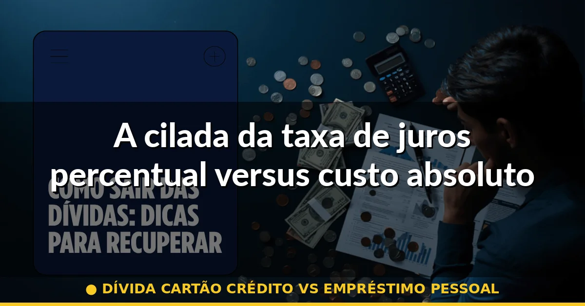 A cilada da taxa de juros percentual versus custo absoluto — dívida cartão crédito vs empréstimo pessoal