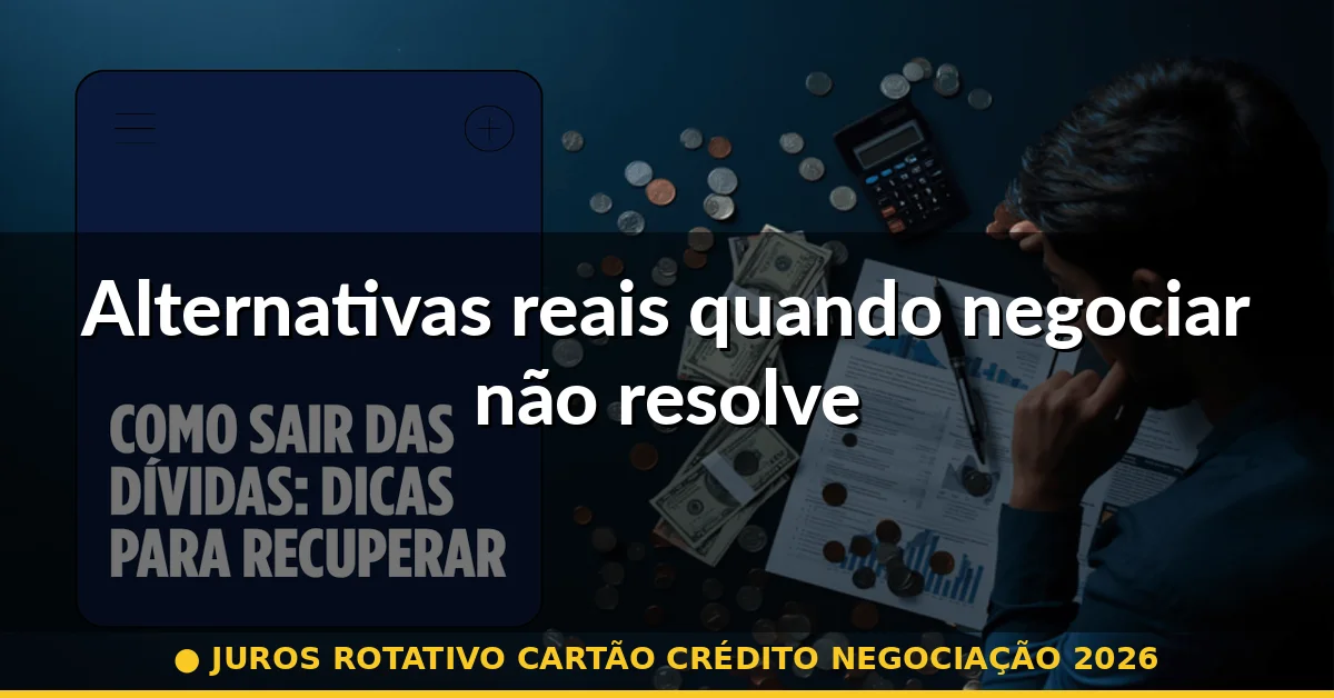 Alternativas reais quando negociar não resolve — juros rotativo cartão crédito negociação 2026