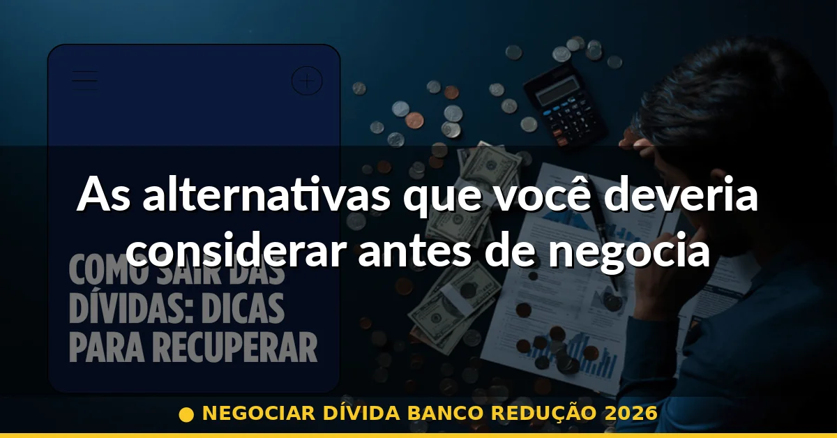 As alternativas que você deveria considerar antes de negociar — negociar dívida banco redução 2026