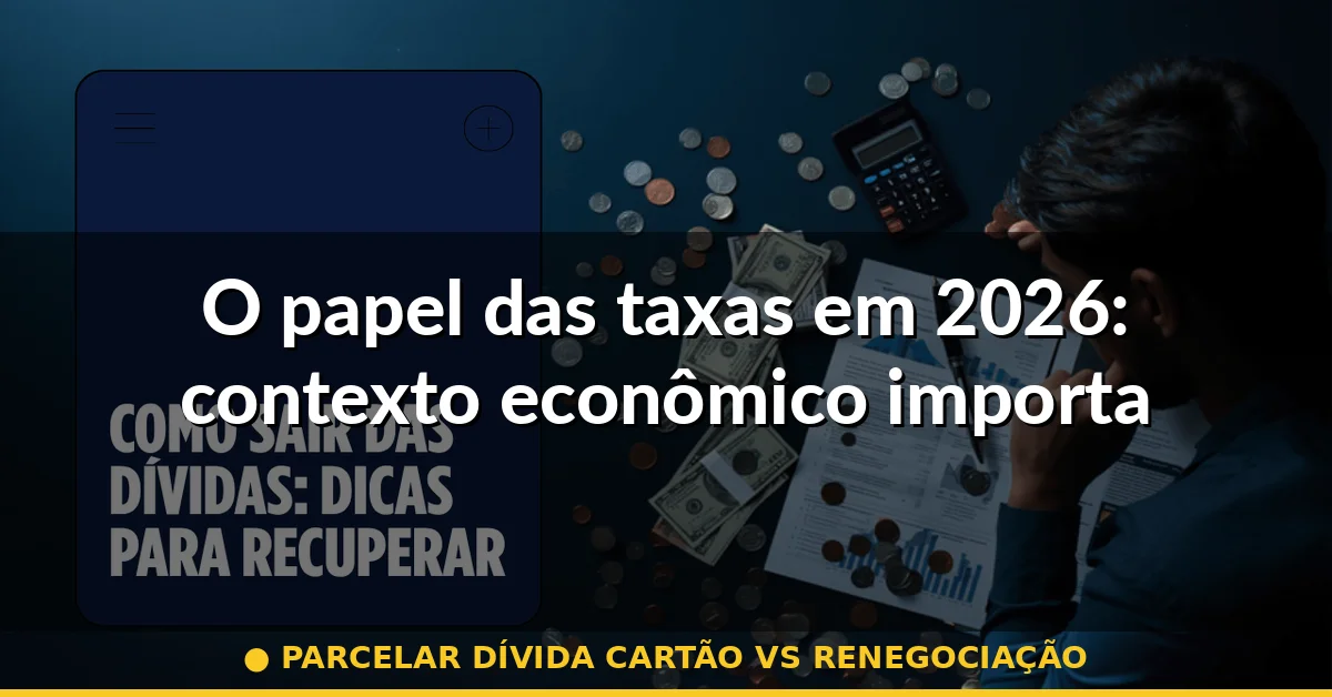O papel das taxas em 2026: contexto econômico importa — parcelar dívida cartão vs renegociação