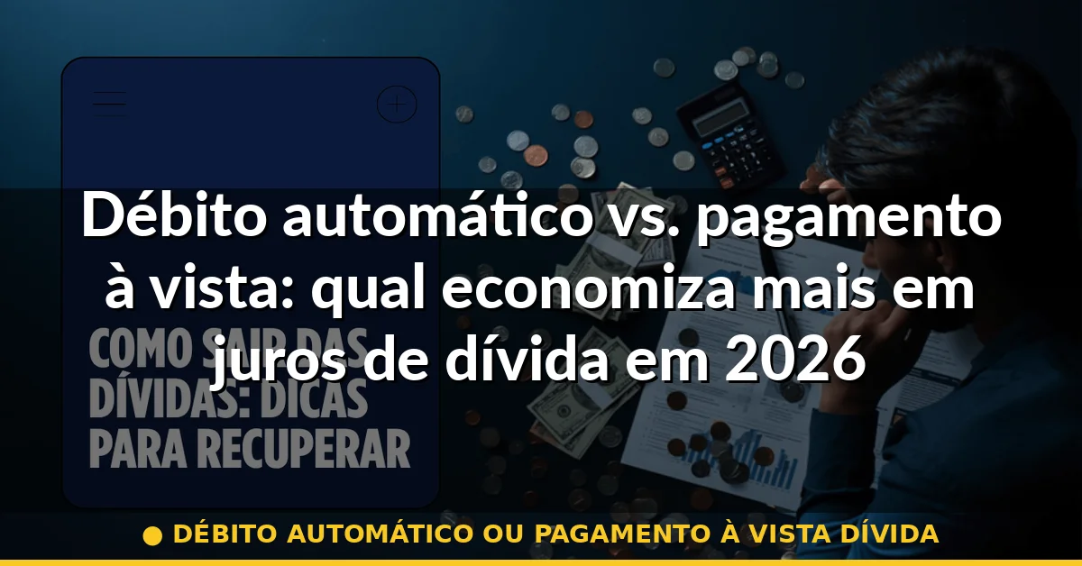 débito automático ou pagamento à vista dívida — Guia completo 2026