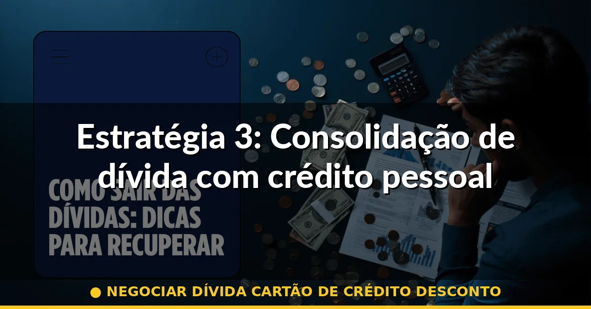 Estratégia 3: Consolidação de dívida com crédito pessoal — negociar dívida cartão de crédito desconto