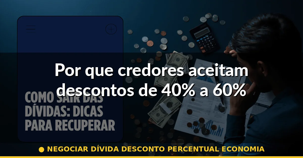 Por que credores aceitam descontos de 40% a 60% — negociar dívida desconto percentual economia