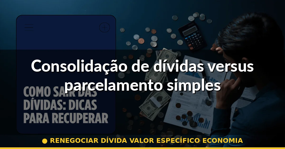 Consolidação de dívidas versus parcelamento simples — renegociar dívida valor específico economia
