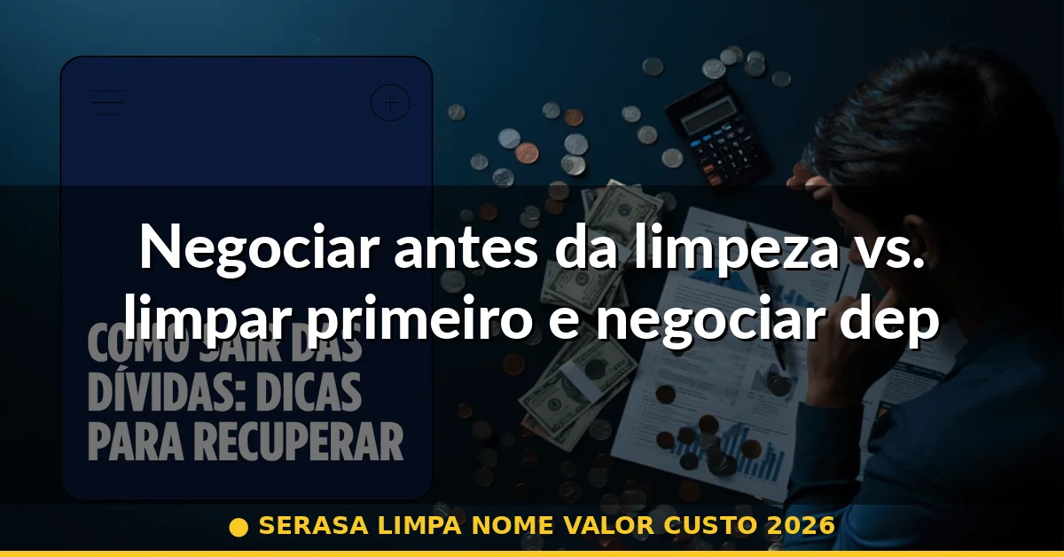 Negociar antes da limpeza vs. limpar primeiro e negociar depois — serasa limpa nome valor custo 2026
