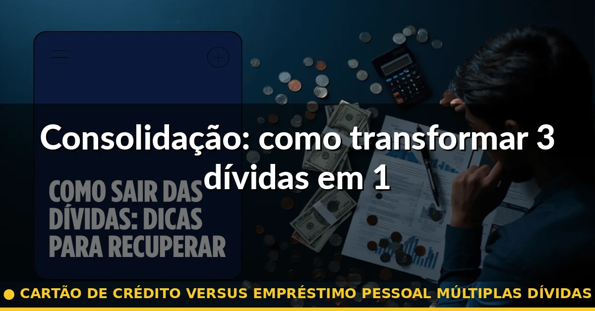 Consolidação: como transformar 3 dívidas em 1 — cartão de crédito versus empréstimo pessoal múltiplas dívidas
