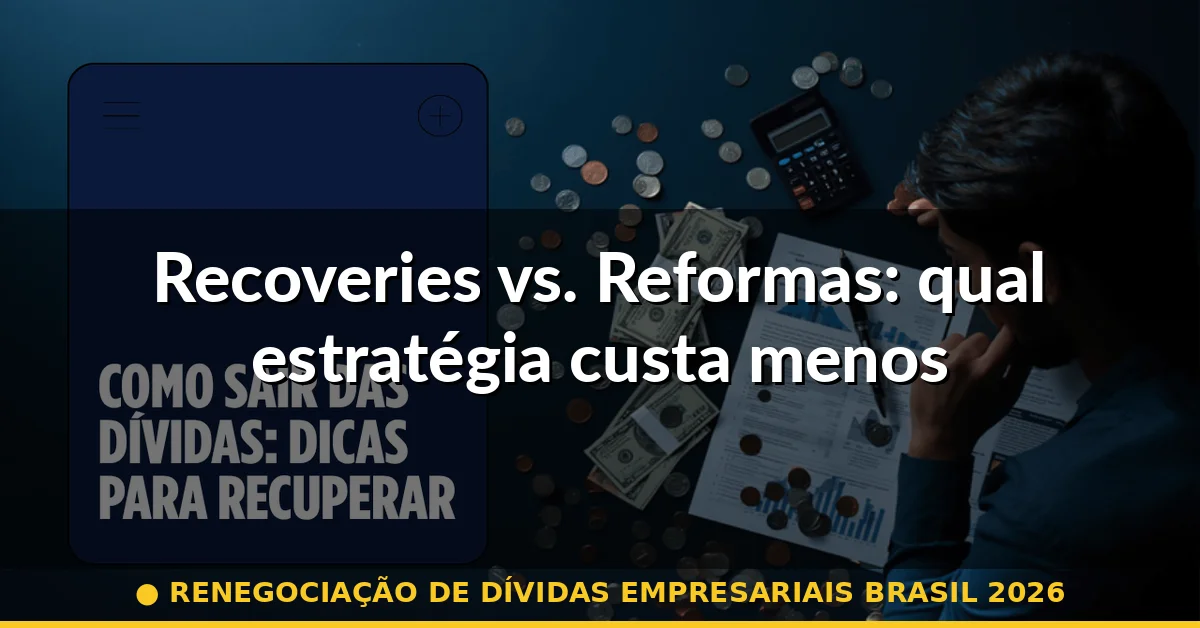 Recoveries vs. Reformas: qual estratégia custa menos — renegociação de dívidas empresariais brasil 2026